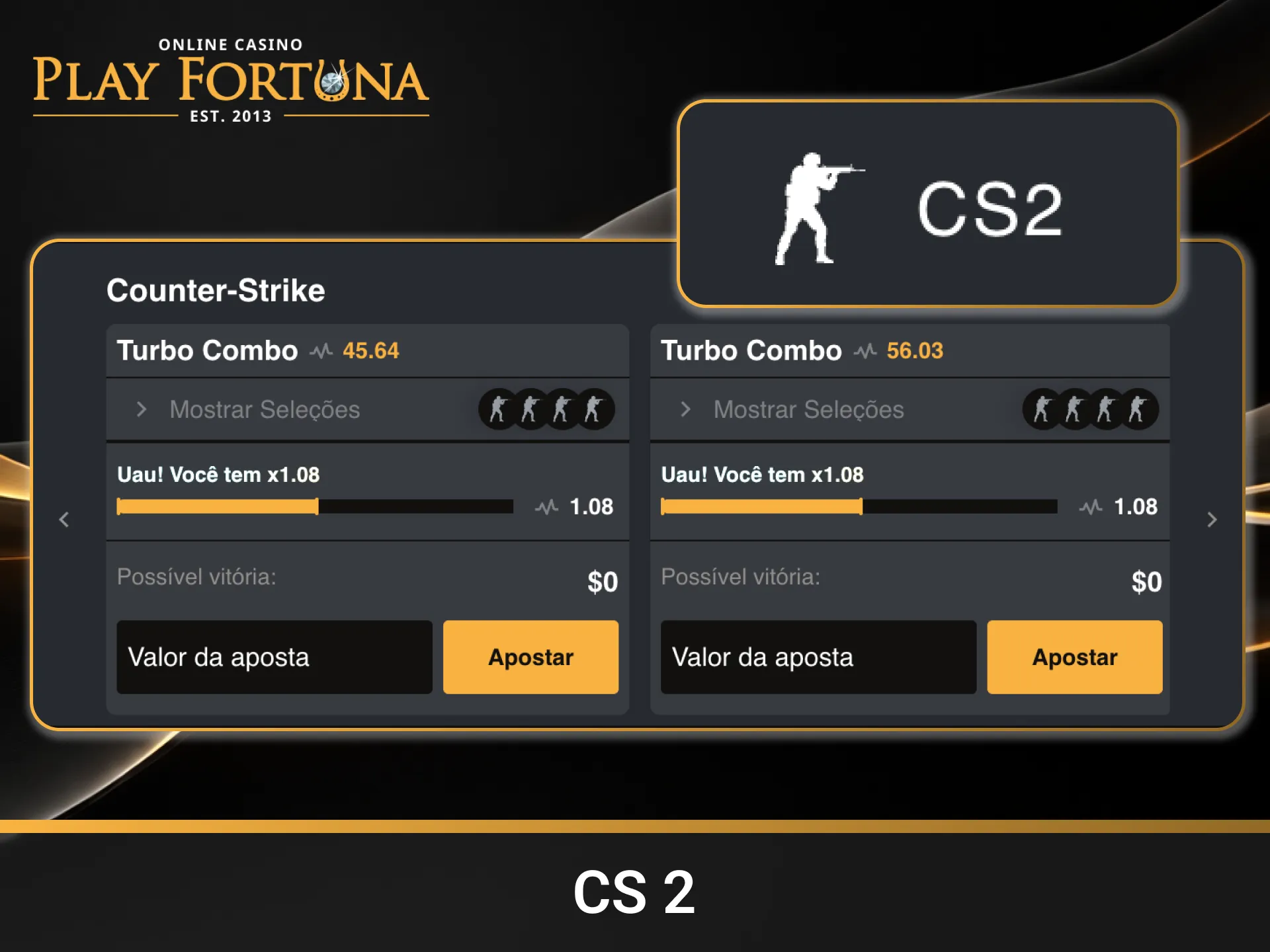 Jogue nos mercados de CS 2 na página Main da Play Fortuna.